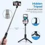 Yoozon Selfie Stick Bluetooth, Extendable Selfie Stick with Wireless Remote and Tripod Stand Selfie Stick for iPhone X/iPhone 8/8 Plus/iPhone 7/iPhone 7 Plus/Galaxy Note 8/S8 /S8 Plus/Google More