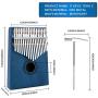 17 Keys Kalimba Thumb Piano, Mini Blue and Black Diy Kalimba 17 Key Thumb Kalimba Musical Instruments Solid Mahogany Wood Body Finger Piano Kalimba with Tune Hammer for Adults Kids Beginners(Blue)