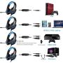 PS5 Gaming Headset Retractable Headband Noise Cancelling MIC for/PC/PS4/Mobile Phone Wired Headphones with LED Light