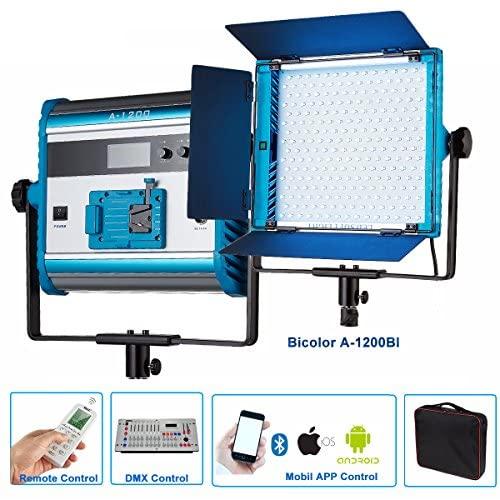 Yidoblo Bi Color LED Soft Video Light Panel 3200K-5500K Dimmable by DMX/Phone App/Remote Controller with Barndoor/Carrying Bag,95RA+ Continuous Lighting for Photo Studio Video Film