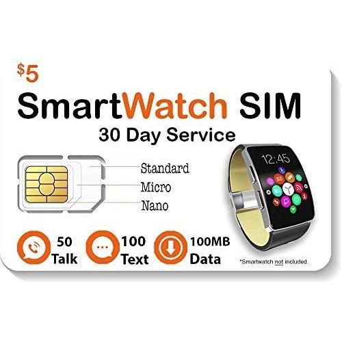 $5 Smart Watch SIM Card for 4G LTE GSM Smartwatches and Wearables - 30 Day Service