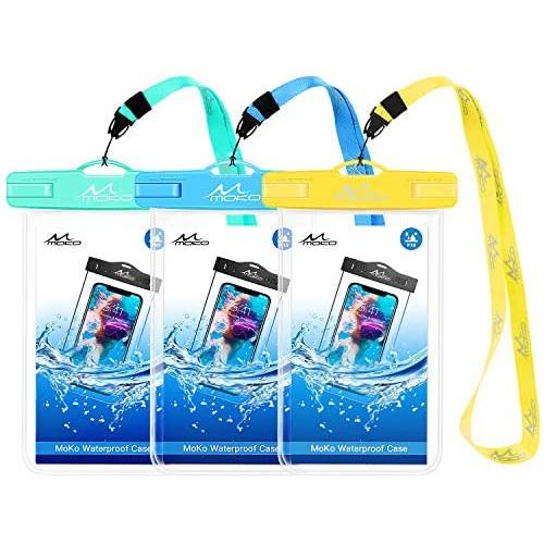 MoKo Waterproof Phone Pouch [3 Pack], Underwater Clear Phone Case Dry Bag with Lanyard Compatible with iPhone 11/11 Pro Max, X/Xs/Xr/Xs Max, 8/7/6 Plus, Samsung S10/S9/S8 Plus, S10e, S20, Note 10/9/8