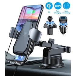 VANMASS Wireless Car Charger Mount, Automatic Clamping Qi 10W 7.5W Fast Charging Car Mount, Windshield Dashboard Air Vent Phone Holder Compatible with iPhone 11 Pro Xs X 8,Samsung S20 S10 Note10