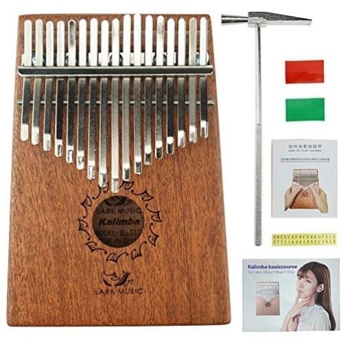 Lark Music 17 Key Mahogany Kalimba African Thumb Piano Finger Percussion Keyboard Portable Music Instrument Key C