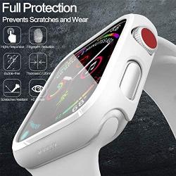 PZOZ Compatible Apple Watch Series 3 / Series 2 Case with Screen Protector 38mm Accessories Slim Guard Thin Bumper Full Coverage Matte Hard Cover Defense Edge for Women Men New Gen GPS iWatch (White)