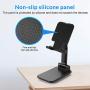 Cell Phone Stand for Desk, Foldable Desktop Phone&Tablet Holder Adjustable Height&Angle Compatible with iPhone/Samsung Galaxy/Nintendo Switch/Ipad Mini etc(Black)