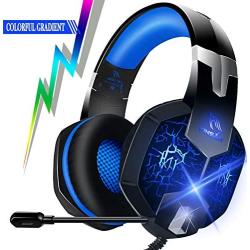 Alfheim Gaming Headset, Over Ear Headphones with LED Light & Noise Reduction Microphone for PS4, Xbox One, PC, Laptop & Smart Phone