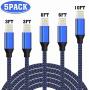 iPhone Charger, WSCSR MFi Certified Lightning Cable(3/3/6/6/10FT)Charging USB Syncing Data Nylon Braided with Metal Connector Compatible iPhone 11/Pro/Max/X/XS/XR/XS Max/8/Plus/7/7 Plus/6S/6 Plus More