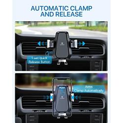 Andobil Automatic Wireless Car Charger Mount, Qi Safer Fast Charging 10W/7.5W Car Phone Holder Charger for Air Vent & Dash, Compatible iPhone 11 Series/SE/XS/XR/8, Samsung Galaxy S20/S10/S9/Note 10/9