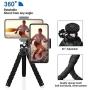 Phone Tripod, Camera Flexible Tripod with Bluetooth Remote and Universal Clip, 360° Adjustable Mini Travel Tripod Portable Camera Stand Holder for iPhone Android GoPro Selfie SLR Sports Camera
