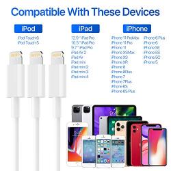 iPhone Charger, Lightning Cable AUNC 3PACK 6Ft USB Charging Cable High Speed Data Sync Transfer Cord Compatible with iPhone 11/11 Pro Max/XS MAX/XR/XS/X/8/7/Plus/6S/iPad(White) …