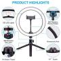 10" Selfie Ring Light with Tripod Stand & Cell Phone Holder, LATZZ Dimmable Desktop LED Lamp Camera Ringlight with Wireless Remote Shutter for Live Stream/Makeup/YouTube Video/Photography