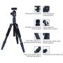 Moman Camera Tripod Monopod Alpenstock with Ball Head, Aluminum Alloy Foldable Axis Inversion Design, Weight Capacity of 33 Lb