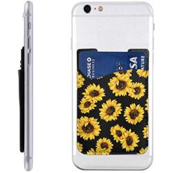 Sunflower Ultra Slim Cell Phone Card Holder Back, Stick On Card Wallet Sticker for iPhone Android Smartphones