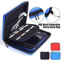 Linkstyle Nintendo 2DS Case with Game Storage, Nintendo 2DS Hard EVA Carrying Case Cover Bag Protective Travel Storage Cover Pouch with 8 Game Holders Double Zipper for Nintendo 2DS (Blue)