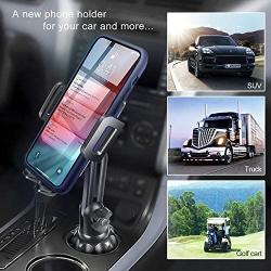 Car-Cup-Holder-Phone-Mount Adjustable Pole Automobile Cup Holder Smart Phone Cradle Car Mount for iPhone 11 Pro/XR/XS Max/X/8/7 Plus/6s/Samsung S10 /Note 9/S8 Plus/S7 Edge(Black)