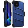 Zizo Bolt Cover - Case for iPhone 11 with Military Grade + Glass Screen Protector & Kickstand and Holster (Blue/Black)