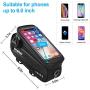 Bike Phone Front Frame Bag - Waterproof Bicycle Top Tube Cycling Phone Mount Pack with Touch Screen Sun Visor Large Capacity Phone Case for Cellphone Below 6.5’’ iPhone 7 8 Plus xs max