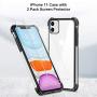 BELONGME Compatible with iPhone 11 Case 2019,Tempered Glass Screen Protector [2Pack] with Shockproof Crystal Clear Case for iPhone 11 6.1 inch.
