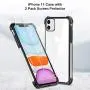 BELONGME Compatible with iPhone 11 Case 2019,Tempered Glass Screen Protector [2Pack] with Shockproof Crystal Clear Case for iPhone 11 6.1 inch.