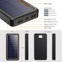 Solar Portable Charger 26800mAh Power Bank [Type-C Input] Fast Charging Phone Charger External Backup Battery Pack with 2 USB Output, LED Flashlight, Shockproof, Non-Slip, for iPhone, Samsung Galaxy