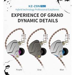 KZ ZSN Pro Dynamic Hybrid Dual Driver in Ear Earphones Detachable Tangle-Free Cable Musicians in-Ear Earbuds Headphones (Blue Without Mic)