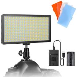 ENEGON LED Video Light Panel(Bi-Color 416 LED Beads) with 4000mAh Rechargeable Battery, Charger, Tripod,Hot Shoe,4 Color Filters for Canon,Panasonic,Nikon DSLR Cameras/Camcorder, CRI95 +, 3200K-5600K