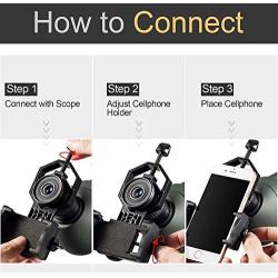 UniqueFire Telescope Phone Mount Universal Smart Phone Adapter Holder for Spotting Scope, Binoculars, Monocular, Microscope, 360° Rotatable Cellphone Clip fits Almost All Smartphone on The Market