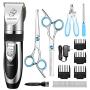 OMORC Dog Clippers, Low Noise Dog Grooming Kit Rechargeable Cordless Dog Shaver Pet Clippers Professional Dog Hair Trimmer with 4 Comb Guides Scissors Nail Kits for Dogs Cats and Other Animals