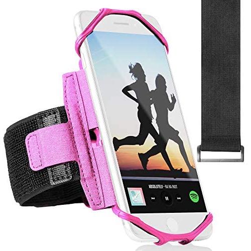 360° Rotatable Sports Running Armband for iPhone XR, XS Max, 8, 8 Plus, 7, 6, Samsung Galaxy A8, S9, S8, S6 Edge, Note, LG; Cell Phone Arm Holder for Men & Women with FREE Extender Strap (Pink)