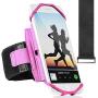 360° Rotatable Sports Running Armband for iPhone XR, XS Max, 8, 8 Plus, 7, 6, Samsung Galaxy A8, S9, S8, S6 Edge, Note, LG; Cell Phone Arm Holder for Men & Women with FREE Extender Strap (Pink)