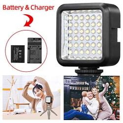 SUPON 36 Video LED Light, Ultra-Bright Continuous Lighting on-Camera Panel with Rechargeable Battery and Charger for Canon Nikon Sony Olympus Pentax DSLR Cameras Camcorder Studio Outdoor Photography