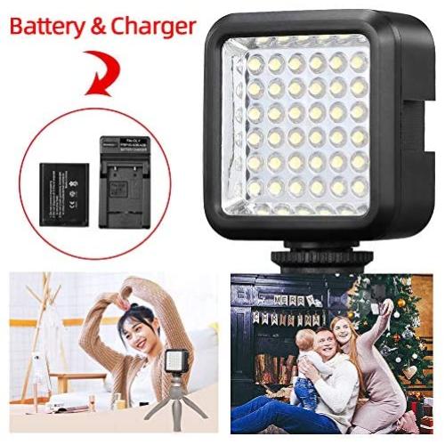 SUPON 36 Video LED Light, Ultra-Bright Continuous Lighting on-Camera Panel with Rechargeable Battery and Charger for Canon Nikon Sony Olympus Pentax DSLR Cameras Camcorder Studio Outdoor Photography
