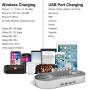 Charging Station for Multiple Devices, DGStore 2 QI Wireless Charging Pad 4 Port USB Charger Station Dock, Compatible with iPhone iPad Android Smart Phone Tablet Multi Device(Silver)