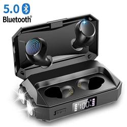 Wireless Earbuds with Flashlight, Touch Control Bluetooth 5.0 Headphones with Charging Case Waterproof In-Ear Earphones E-Book, Passive Noise Reduction Compatible with iPhone Android