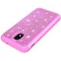 Galaxy J3 Achieve Case,Galaxy J3 2018/J3 Star/Express Prime3/Amp Prime3 Glitter Case,Luxury Glitter Sparkle Bling Case,Hybrid PC Silicone Faux Leather Cover,Dual Layer Armor Phone Case Pink
