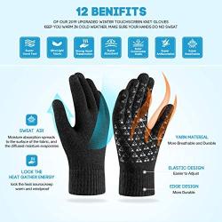 Winter Gloves for Women Men Touch Screen Warm Knit Gloves - Anti-Slip Silicone Gel, Thermal Soft Lining Elastic Cuff, Running Driving Cycling Motorcycle Texting Touchscreen Gloves Unisex 4 Colors