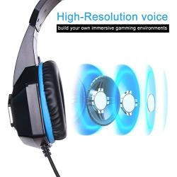 Fuleadture Gaming Headset for PS4 Xbox One, PC Gaming Headset with Mic, Noise Cancelling Over Ear Headphones with LED Light, Bass Surround, Soft Memory Earmuffs for Laptop Mac Nintendo Switch Games