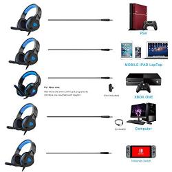 BASEIN Gaming Headset, Noice Cancelling Headphones with Microphones Over Ear Gaming Headset for PS4, Tablet, PC, Laptop, Mobile Phone,Compatible with Nintendo Switch, Xbox One