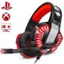 ENVEL Gaming Headset for PS4 with Mic,PC,Xbox One,Laptop,Surround Sound Over Ear Noise Cancelling Headphone with LED Lights Volume Control for Smartphone,Computer,Nintendo Switch(Black&Red)