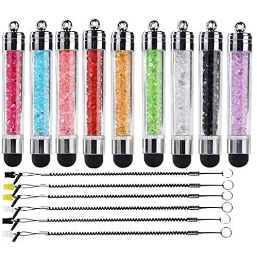 9 Pack XRONG Colors Crystal Capacitive Mini Stylus Universal Touch Screen Pen for Kindle Fire HD 8.9-Inch, Kindle Fire HD 7-Inch, Kindle Fire, Kindle Fire HD8, Kindle Fire HD10, Apple iPad 2, IP
