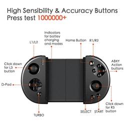 Wireless Android/iOS Game Controller, Retractable Telescopic PUBG Mobile Controller Joystick Gamepad with L3 R3 Buttons for iPhone and Android Phones