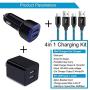 Dual Port Car Charger Adapter + USB Wall Charger Charging Block + 2Pcs 6ft Type C Cable Compatible Samsung Galaxy A10e A20 A50 S10e S10 S9 S8, Note 10/9, LG Stylo 5/4, Google Pixel 3a 4XL, Moto G7 Z4
