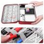 Portable Electronic Organizer Travel Accessories Cable Bag Universal Cord Storage Case Carrying for Charging Cable, Cell Phone, Power Bank,Mini Tablet(Red)