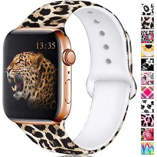 Haveda Leopard Bands Compatible for Apple Watch Series 5 40mm Series 4, Soft Cheetah Band for Apple Watch 38mm Women Printed Silicone Sport Wristbands for iWatch Series 3 2/1, S/M, Leopard Haveda Leopard Bands Compatible for Apple Watch Series 5 40mm Series 4, Soft Cheetah Band for Apple Watch 38mm Women Printed Silicone Sport Wristbands for iWatch Series 3 2/1, S/M, Leopard