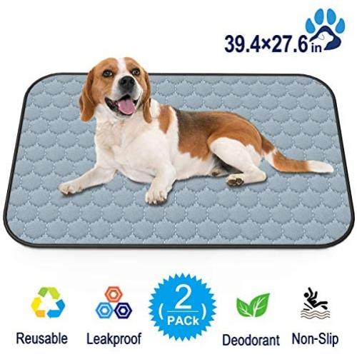 Deodorant Washable Dogs Pee Pads, Reusable Puppy Potty Mats for Pet Training, Whelping, Housebreaking, Incontinence, Travel, Playpen, Crate | Fast Absorption | Waterproof | 39.4" x 27.6" Extra Large