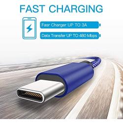 USB C Cable, MARGE PLUS Type C Charging Cable 3 Pack (6Ft) Braided Fast Charging Cord Compatible with Samsung Galaxy A20 A50 A51 A71 A10 A10e S10 S20 Plus Note10, LG Stylo 5 4,and Other USB C Device