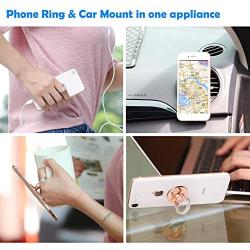 Phone Ring Holder Stand, 2 in 1 Universal Air Vent Car Phone Mount and Phone Finger Grip Ring with Strong Sticky Gel Pad Compatible with iPhone X/8/7/6s/Plus, Galaxy S9/S8/S7 (Rose Gold)