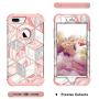 iPhone 8 Plus Case, iPhone 7 Plus Case, Hocase Heavy Duty Shockproof Protection Hard Plastic+Silicone Rubber Hybrid Protective Case for iPhone 7 Plus/iPhone 8 Plus - Rose Gold Line/Pink Marble