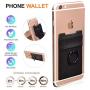 New 5-in-1 Cell Phone Wallet-Stick On Spandex Ring Card Holder Sleeve Back-Double-Pocket+Magnetic+Finger Grip Strap Loop+Kickstand+RFID Block ,Most of Smartphones (iPhone/Android/Samsung Galaxy)